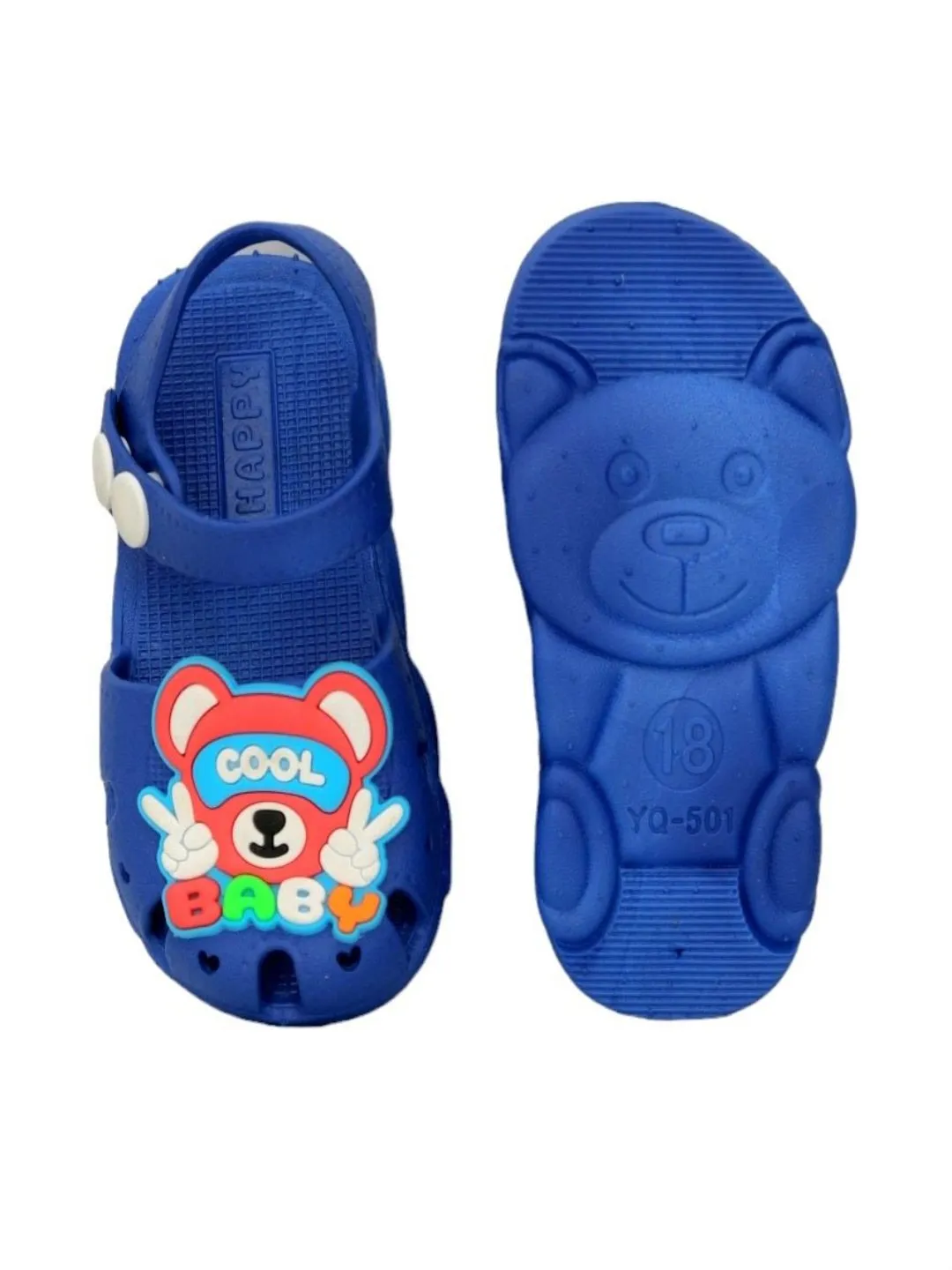 Dark Blue Cool Baby Fun Cartoon Bear Themed Sandals for Boys