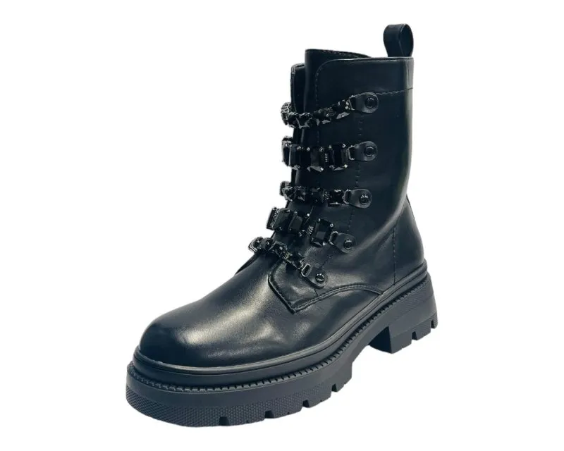 Faux Leather Pearl Zip Ankle Boots