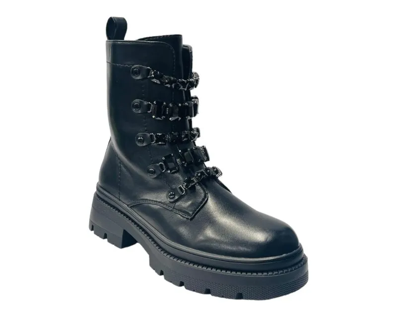 Faux Leather Pearl Zip Ankle Boots