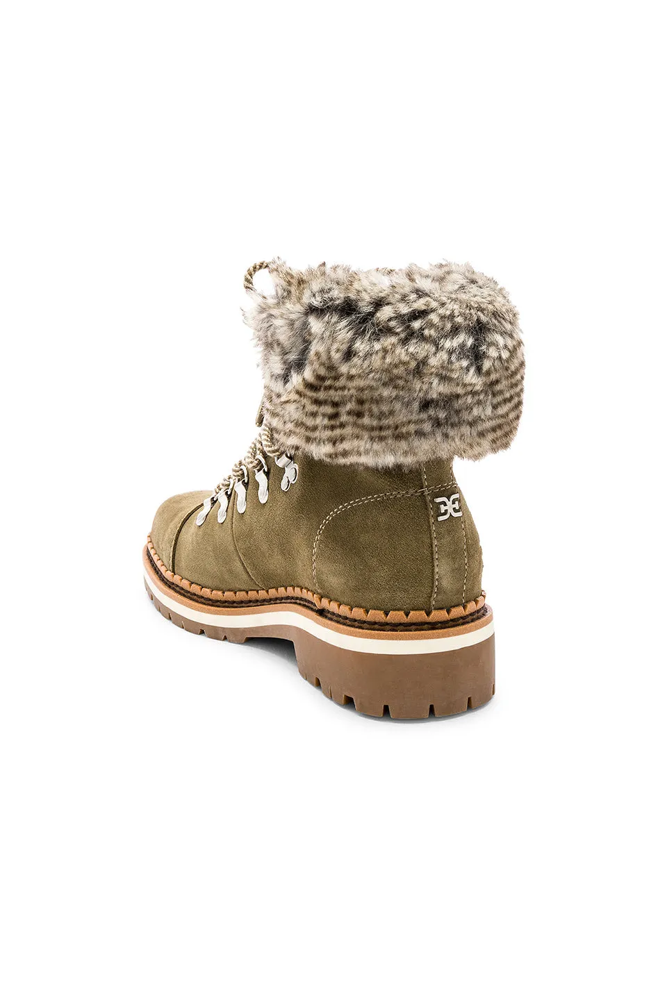 Sam Edelman Bowen Moss Green Combat Fur Lined Lace Up Combat Hiker Fashion Boot
