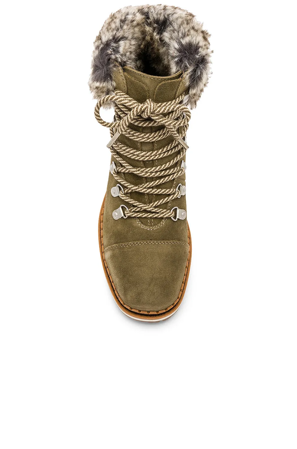 Sam Edelman Bowen Moss Green Combat Fur Lined Lace Up Combat Hiker Fashion Boot