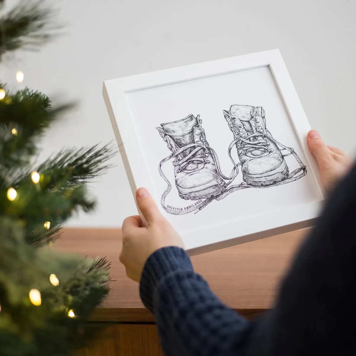 Solvitur Ambulando Old Leather Walking Boots Art Print