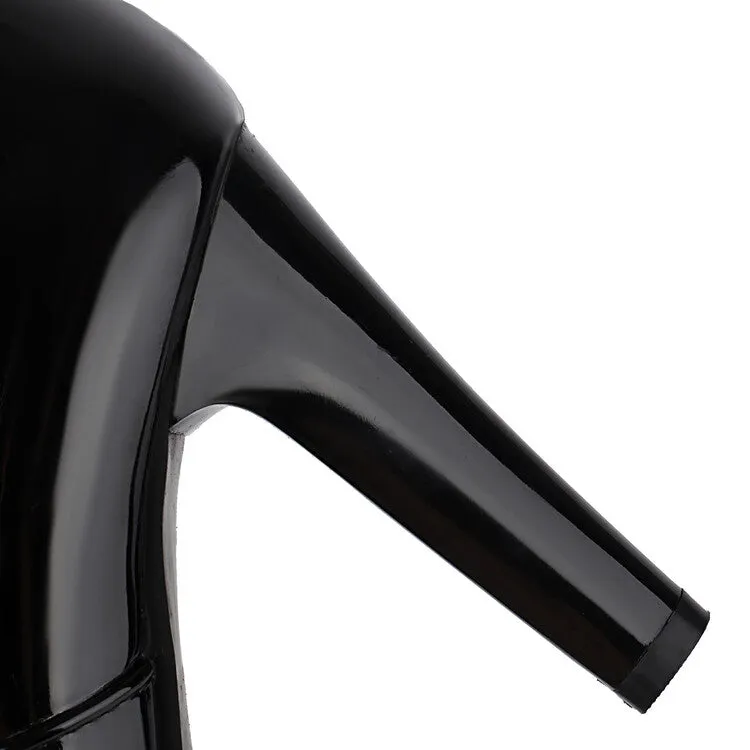 Women's Buckle Strap High Heel Platform Knee High Boots