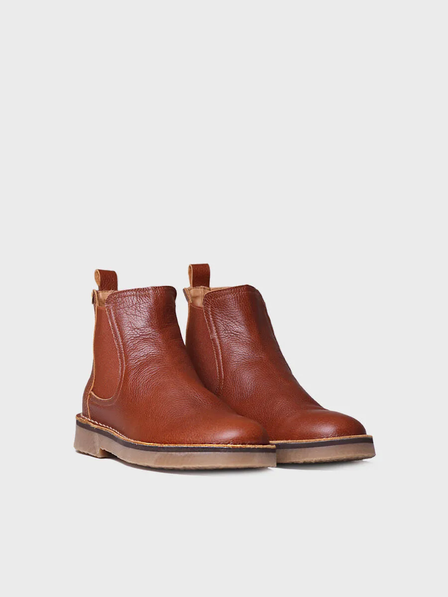 Women's Leather Ankle boot in Camel - ISA-PO