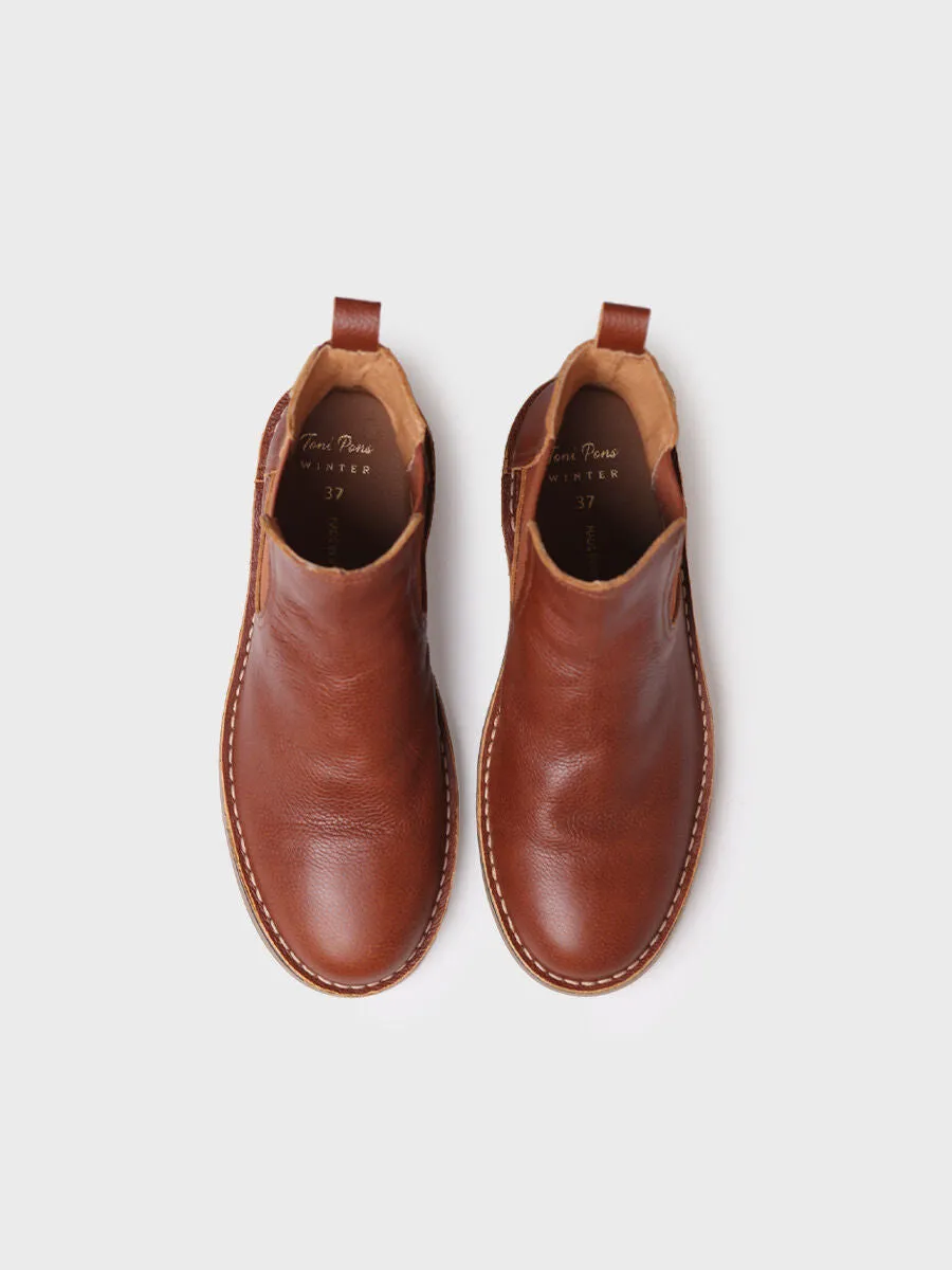 Women's Leather Ankle boot in Camel - ISA-PO