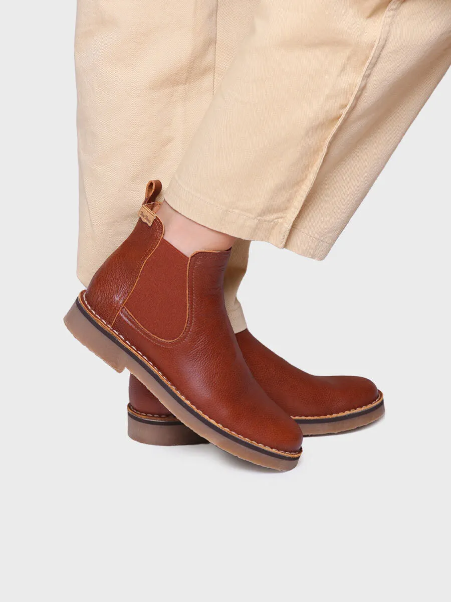 Women's Leather Ankle boot in Camel - ISA-PO