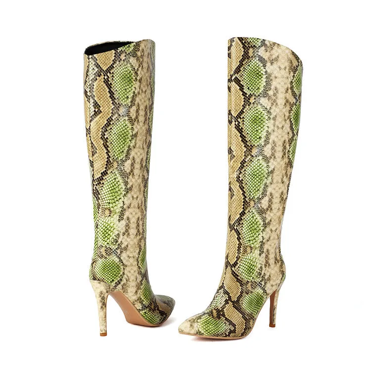 Women's Pointed Toe Stiletto High Heel Knee High Boots