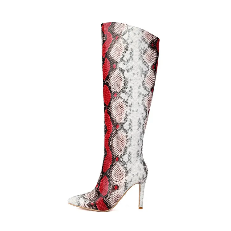 Women's Pointed Toe Stiletto High Heel Knee High Boots