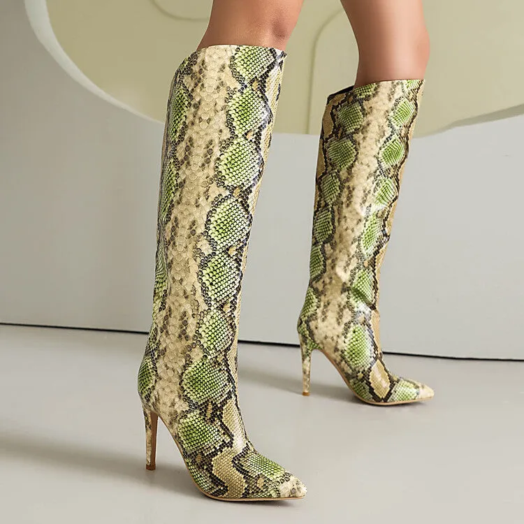 Women's Pointed Toe Stiletto High Heel Knee High Boots