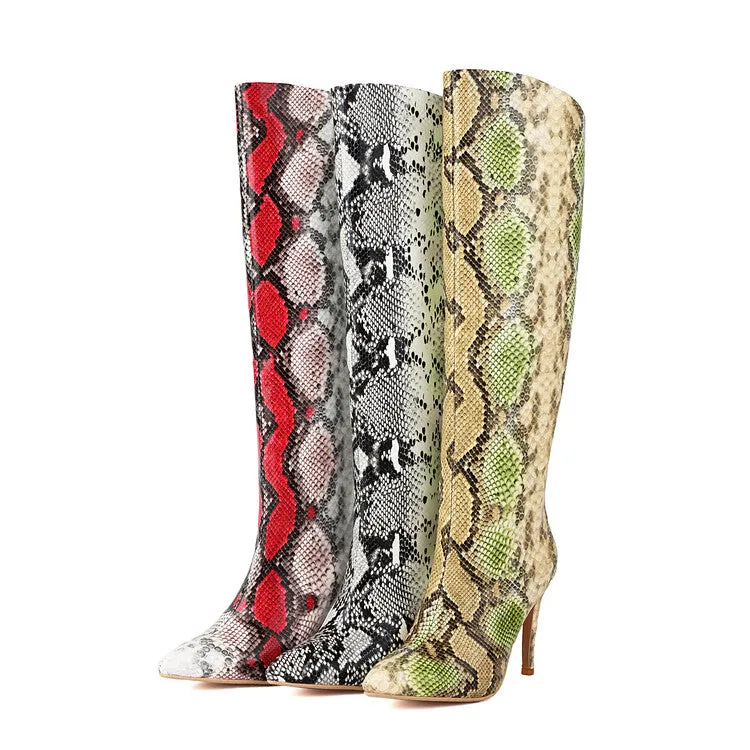 Women's Pointed Toe Stiletto High Heel Knee High Boots