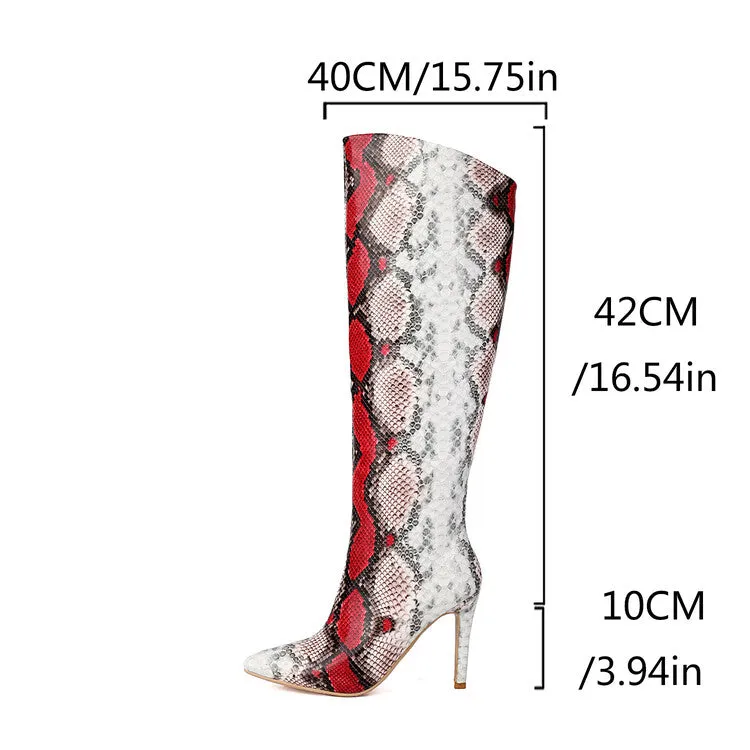 Women's Pointed Toe Stiletto High Heel Knee High Boots