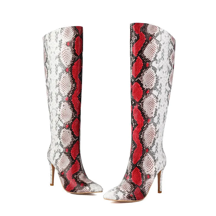 Women's Pointed Toe Stiletto High Heel Knee High Boots