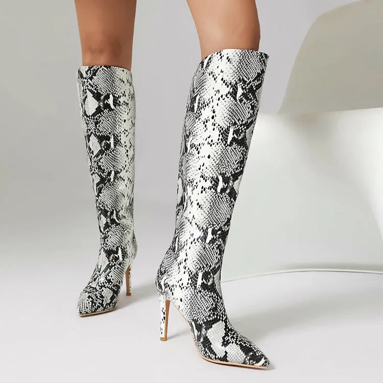 Women's Pointed Toe Stiletto High Heel Knee High Boots