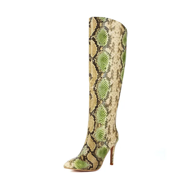 Women's Pointed Toe Stiletto High Heel Knee High Boots