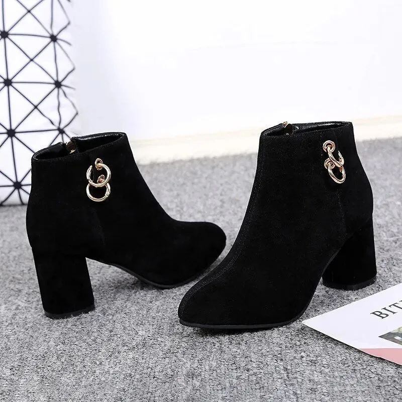 Women's Vintage Block Heel Ankle Boots