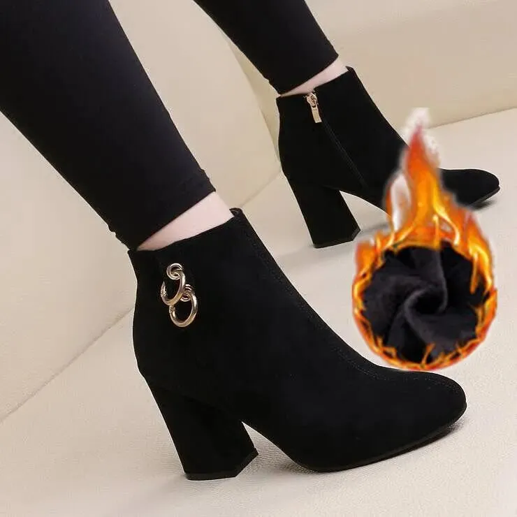 Women's Vintage Block Heel Ankle Boots